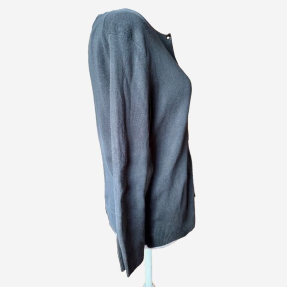 Ann Taylor LOFT Black Button-Up Cardigan Sweater Medium Petite MP - Picture 4 of 5